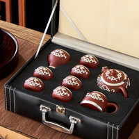 GOLD AND JADES 金镶玉 嵌龙纹西施套装 茶具套装 9件套