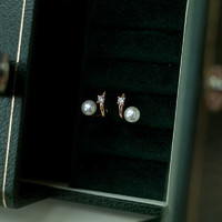 蒂卡世琦 珍珠锆石耳钉s925银针设计感女高级感轻奢耳饰耳环2022年新款潮 珍珠锆石耳钉 金色 E1107