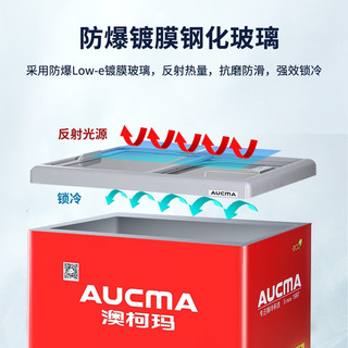 澳柯玛（AUCMA）卧式展示柜 小型商用雪糕柜玻璃门冷柜 超市便利店雪糕冰淇淋冰柜展示柜冷冻平岛柜 200升丨SD-200FC