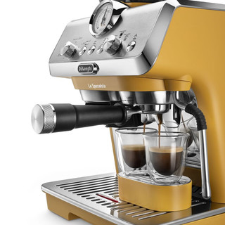 De'Longhi 德龙 骑士系列半自动咖啡机 意式家用 泵压萃取 一体式研磨器 小巧机身 EC9155YE 波西塔诺黄
