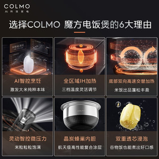 COLMO3L家用电饭煲 一级能效 晶炭蜂巢内胆 24H智能预约 快煮香弹饭 1-6人 大屏触控电饭锅 CBDH30Y 月岩灰