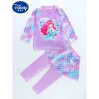 迪士尼（Disney）儿童泳衣女孩长袖长裤分体防·晒美人鱼宝宝小中大童泡温泉泳装套 浅紫色 3XL