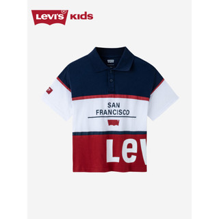 Levi's李维斯童装男童纯棉短袖Polo衫2023夏季新款儿童舒适短T恤 深靛蓝 110/52(4)