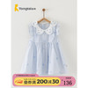 Tongtai 童泰 夏季11个月-4岁婴幼儿女宝宝衣服外出淑女风花边袖裙子连衣裙 蓝色 80cm