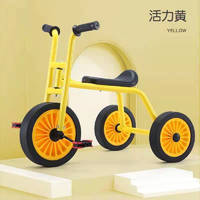 WORMS幼儿园儿童三轮车脚踏车2-8岁男女宝宝双人单车可带人户外玩具童 单人款黄色 橡胶轮