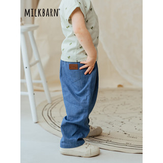 Milkbarn2023新款儿童裤 1-6岁男童夏季外穿长裤中小童运动休闲牛仔裤子 牛仔蓝 100cm