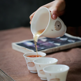 苏氏陶瓷 SUSHI CERAMICS 中国白茶具套装羊脂玉 三才盖碗礼盒套装