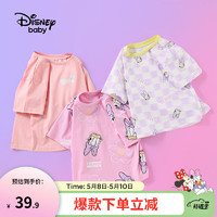 迪士尼（Disney）童装女童针织短袖t恤棉2023新款夏季衣服宝宝儿童可爱半袖上衣 紫色棋盘格黛西 110