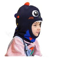 柠檬宝宝 男女童通用套头一体帽 LK2200006 加绒款 宇宙蓝恐龙 M