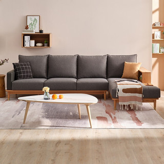 全友家居 现代北欧客厅沙发可拆洗仿棉麻面料实木框架布艺沙发102633A反向布艺沙发(3+转)