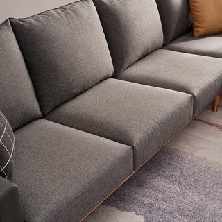 全友家居 现代北欧客厅沙发可拆洗仿棉麻面料实木框架布艺沙发102633A反向布艺沙发(3+转)