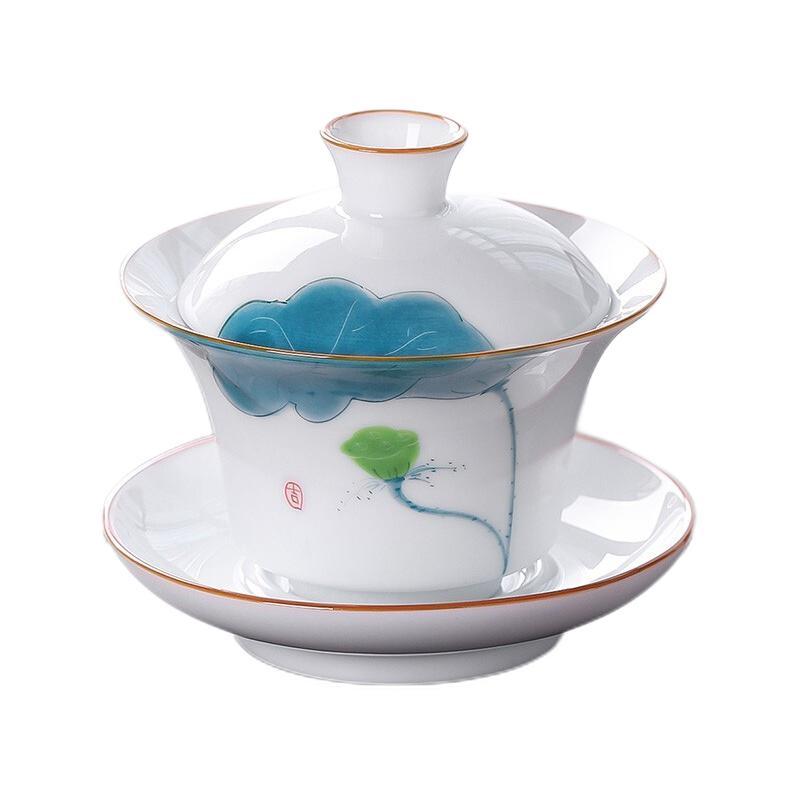 豪峰 白瓷三才盖碗 150ml 白