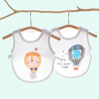 有彩婴幼儿夏季薄款半背衣圆肚兜新生儿护肚兜男女宝宝纱布护肚脐围兜 小狮子+小兔子（半背圆） 59码(适合0-3个月)