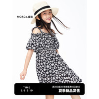 little MO&Co.little moco童装23夏装新款女童纯棉露肩短袖连衣裙子KBC2DRS036 稚趣图像色 110/56
