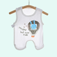 有彩婴幼儿夏季薄款半背衣圆肚兜新生儿护肚兜男女宝宝纱布护肚脐围兜 小兔子（连脚） 66码(适合3-6个月)