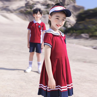 衣诺坊儿童演出服班服 小学生校服 运动会班服 儿童毕业照服 幼儿园园服 女款2：枣红连衣裙 100cm