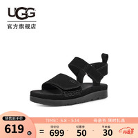 UGG 童鞋2023夏季新款儿童凉鞋魔术贴儿童沙滩鞋女公主鞋 1136539K BLK | 黑色 38