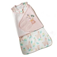 88VIP：OUYUN 欧孕 婴儿纱布防惊跳睡袋 粉色条纹款60-70cm