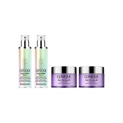 CLINIQUE 倩碧 美白净肤组合（302美白镭射瓶100ml*2+紫胖子卸妆膏250ml*2）赠1号明肌水400ml+无油黄油50ml