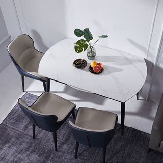 8H餐椅  Jun双拼色软包靠餐椅组合 意式轻奢简约椅子 餐厅餐桌家具搭配椅 灰蓝色（餐椅*2)