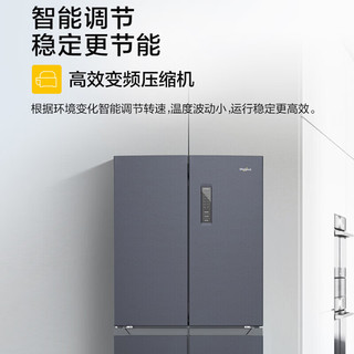 Whirlpool 惠而浦 370升一级能效变频 十字对开多开门超薄冰箱 BCD-370WMBWT