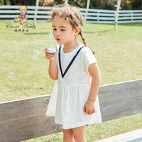 Classic Teddy精典泰迪童装女童连衣裙儿童裙子公主裙中小童外出 女孩白色 110
