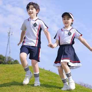 衣诺坊儿童演出服班服 幼儿园园服 夏装英伦风校服  小学生班服套装 女款2：酒红短袖+短裙 160cm