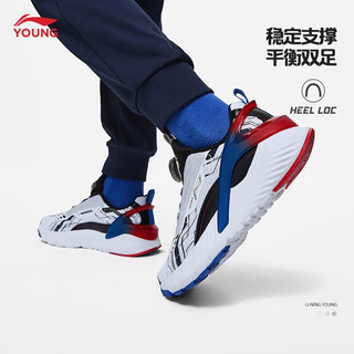 LI-NING 李宁 童鞋休闲鞋23新款男女大童FLASH SHADOW -次元1.5减震回弹运动鞋 标准白/黑色-3 35内长约229.3mm