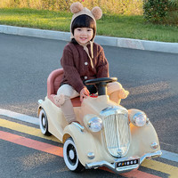好莱童儿童电动车可坐宝宝童车婴幼手推车男女小孩四轮充电玩具遥控汽车 米白 - 单驱单电+蓝牙+遥控 电力驱动