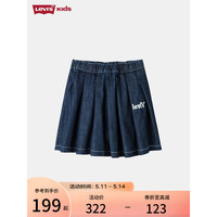 Levi's李维斯童装夏季新款女童牛仔半裙儿童短裙甜美A字裙 海路蓝 120/60(6)