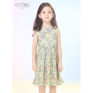 ERDOS KIDS鄂尔多斯童装23春夏女童砂糖扣装饰无袖印花连衣裙 烟紫 110cm