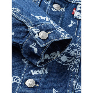 Levi's 李维斯童装男女童牛仔外套春秋儿童小怪兽潮流满印休闲梭织夹克 西湖蓝 120/60(6)