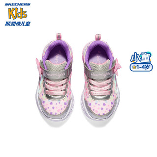 斯凯奇（Skechers）2023春季女童学步鞋302691N 银色/浅粉色/SLLP 22