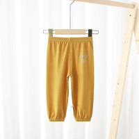 瑄妮薇新款夏季儿童防蚊裤薄款男童灯笼裤子女童休闲裤宽松宝宝童装裤 姜黄LOGO裤 80cm
