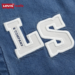 Levi's 李维斯童装男童短袖牛仔衬衫2023夏季新款儿童开衫上衣T恤 苍穹蓝 110/56