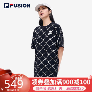 FILA FUSION FILAFUSION 斐乐潮牌女子连衣裙2022夏时尚裙子老花印花连衣裙