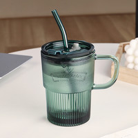 琦格娜 格娜斯吸管杯带把玻璃水杯女大容量ins风咖啡杯饮料奶茶杯
