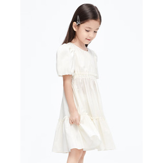 little MO&Co.little moco童装23夏装新款女童泡泡袖短袖连衣裙子KBC2DRS026 奶油黄色 130/60