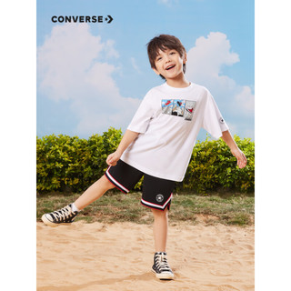 匡威（Converse）匡威儿童装男童白色T恤短袖2023夏季新款中大童宽松潮牌圆领半袖 纯白色 110/56