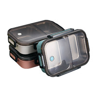 沃德百惠 304不锈钢饭盒便当盒1个保温带盖分隔便携便携式分格餐盒