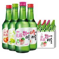 韩国原装进口真露360ML*12瓶装青葡萄西柚李子草莓味果味烧酒13度
