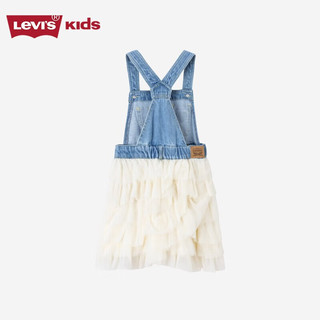 Levi's 李维斯童装女童牛仔背带裙2023春季新款儿童拼接纱裙 烟灰蓝 110/52(4)