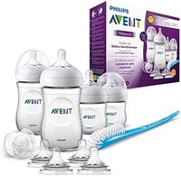 PHILIPS 飞利浦 Avent 天然奶瓶套装 SCD301/02 适用于新生婴儿(125/260ml，4个奶嘴6m+)0m+，透明，4瓶装