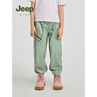 Jeep童装女童长裤2023春季新款纯棉柔软亲肤透气休闲舒适儿童束脚裤子 豆绿 120cm