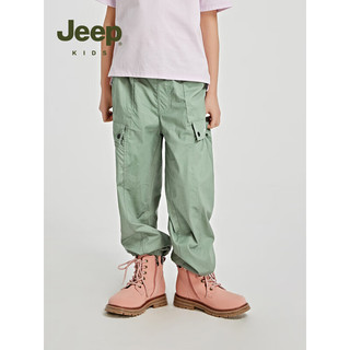 Jeep童装女童长裤2023春季新款纯棉柔软亲肤透气休闲舒适儿童束脚裤子 豆绿 120cm
