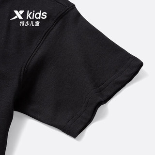 特步（XTEP）特步童装男童t恤儿童短袖2023夏季新款大童速干夏装 正黑色 160cm
