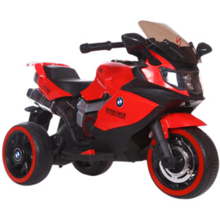 孩智乐儿童电动车摩托车可坐人三轮车3-6-8岁小孩电动车玩具车充电电瓶 红双驱+蓝牙+充气轮+皮座+遥控