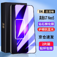 Tensam 真我GT Neo5钢化膜防窥膜抗蓝光neo5se全屏覆盖无白边高清膜防窥防摔手机膜 真我gtneo5紫光款*2片装