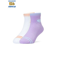 Skechers斯凯奇商场同款儿童中筒袜2对装夏季男女童运动抗菌袜子P223K004 亮白色/紫玫瑰色/01XJ L/18-20cm
