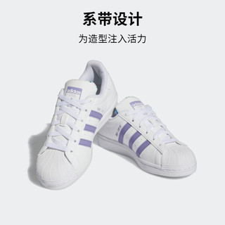 adidas阿迪达斯三叶草SUPERSTAR J女大童经典贝壳头板鞋HP6215 白/紫 40(245mm)